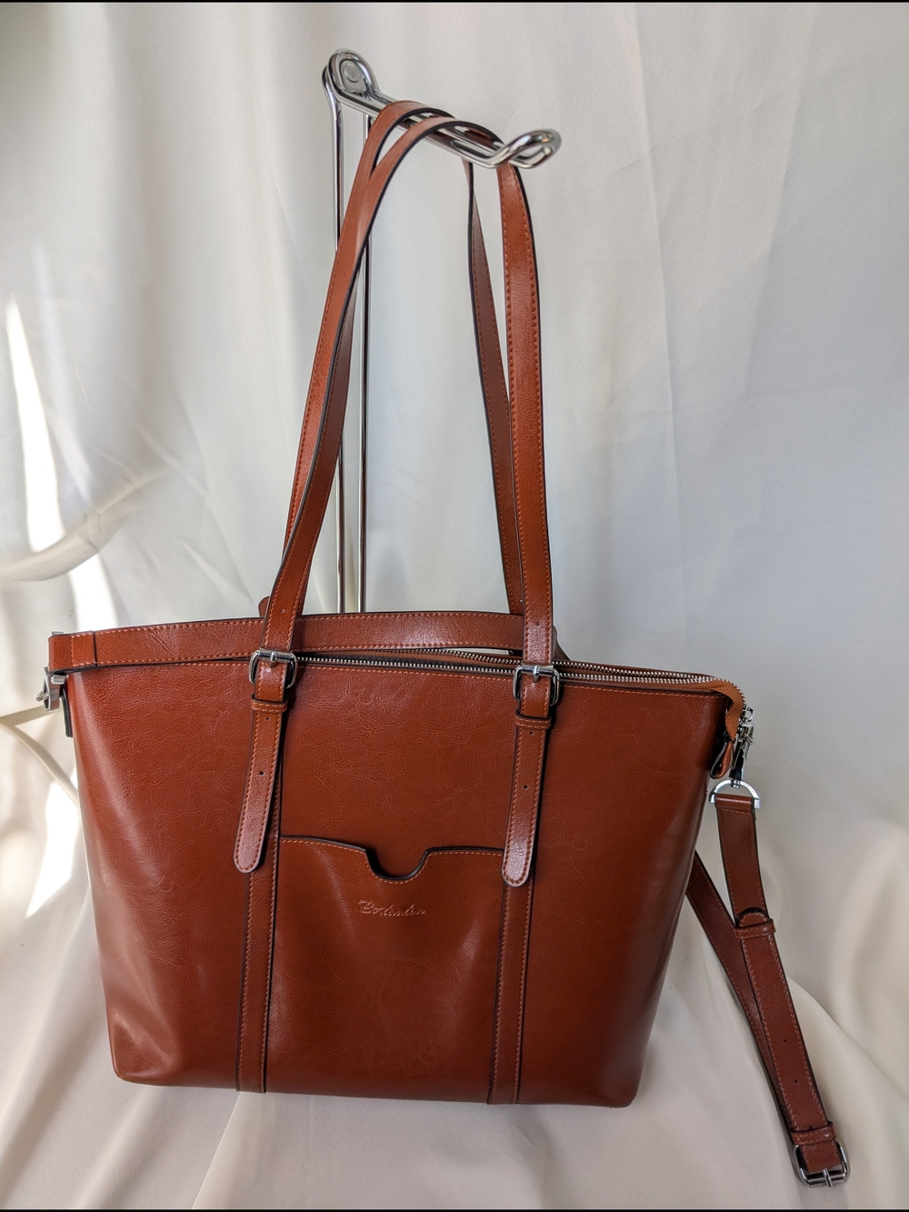 BOSTANTEN Leather Laptop Bag Work Tote for Women Shoulder Handbag Briefcase